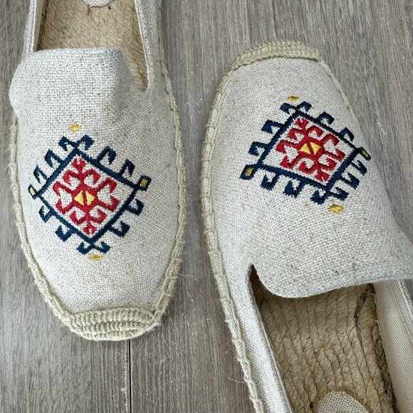 Soludos Embroidered Espadrilles Shoes Womens Sz 9 Slip-On Low Top Flat Off-White - Picture 9 of 12